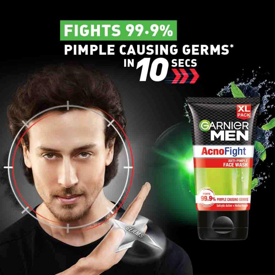 Garnier Men Acno Fight Anti Pimple Face Wash with Salicylic Acid & Herba Repair - 150g Oil-Free Cleanser for Acne-Prone Skin | Daily Use for Clear, Healthy Skin at Home or Gym