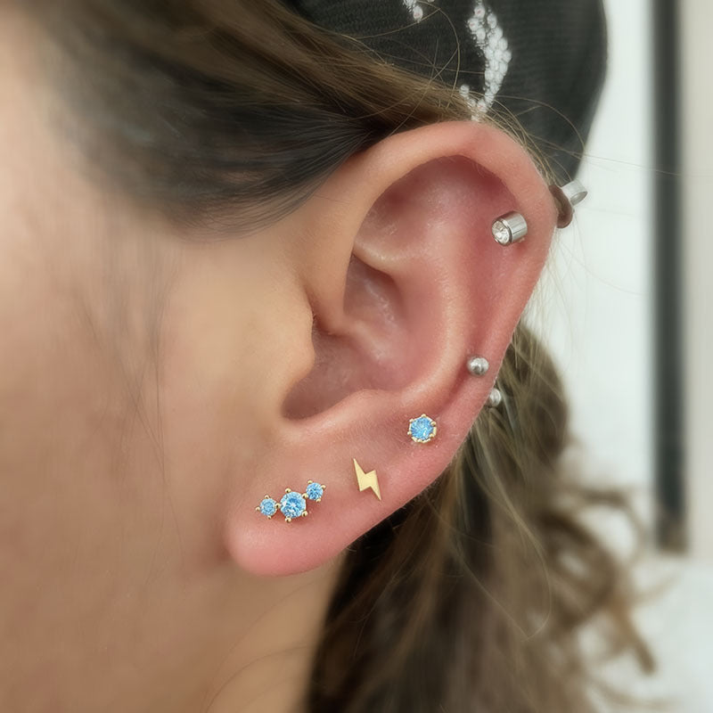 20G CZ Geometric Tragus Stud Earrings for Upper Lobe Piercing - Hypoallergenic Stainless Steel Body Jewelry for Women | Perfect for Daily Wear, Parties & Special Occasions (HSPJ299)