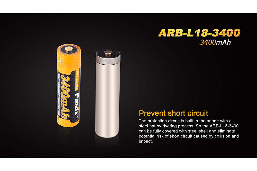 Fenix ARB L18 3400mAh Rechargeable 18650 Lithium Battery - High Capacity Power for Flashlights, Headlamps & Outdoor Gear