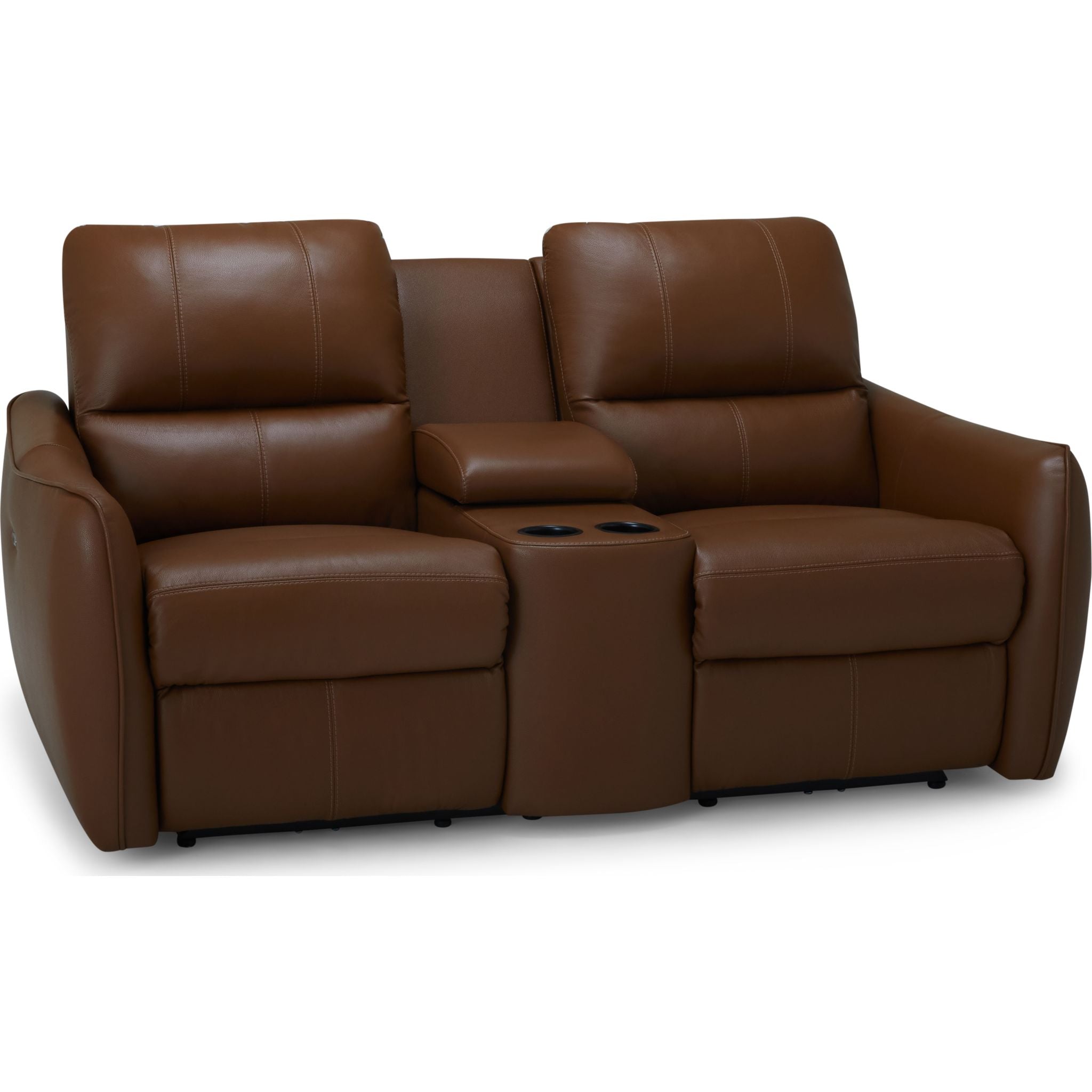 Arlo Power Reclining Loveseat with Console - Valencia Biscotti Fabric - Modern Recliner Sofa for Living Room, Home Theater & Small Spaces