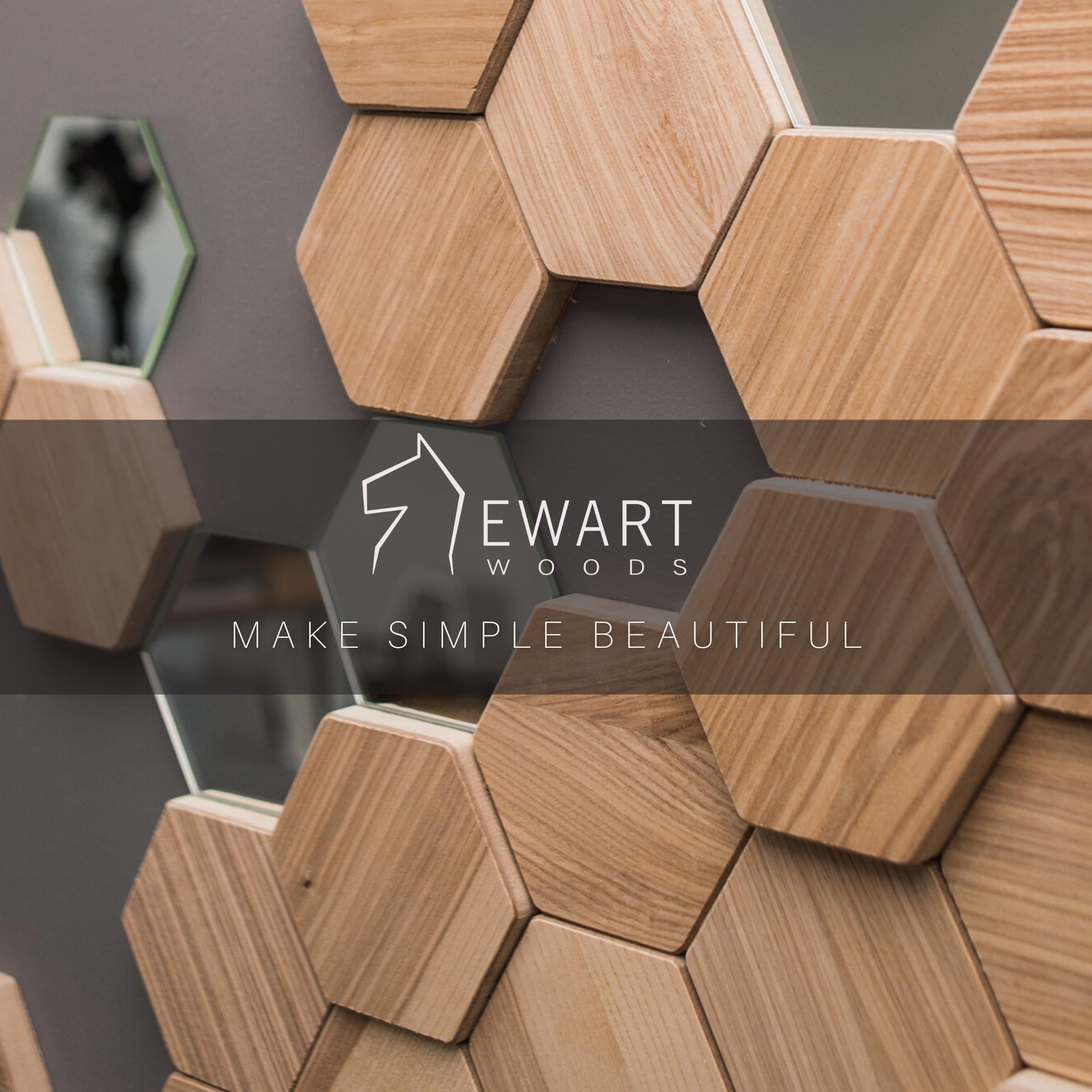 Hexagon Wood Wall Art - Modern Geometric Wall Sculpture & Honeycomb Wood Wall Decor Panels - Unique Mosaic Unfinished Hexagons (100 Pieces) - Perfect for Living Room, Bedroom, Office & Home Decor