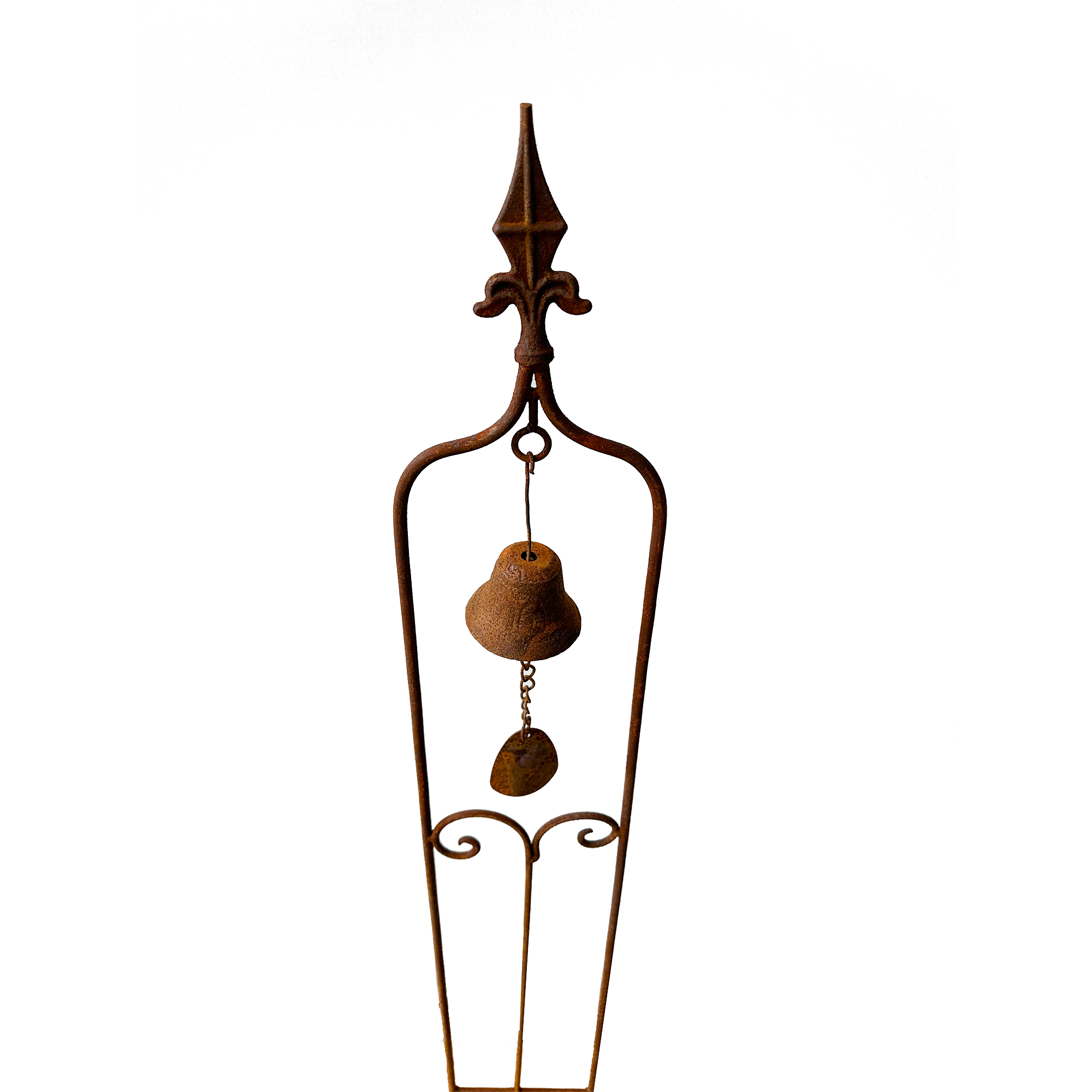 W3544 Natural Rusted Single Bell Trellis - Garden Decor for Outdoor Wall Climbing Plants & Vine Support