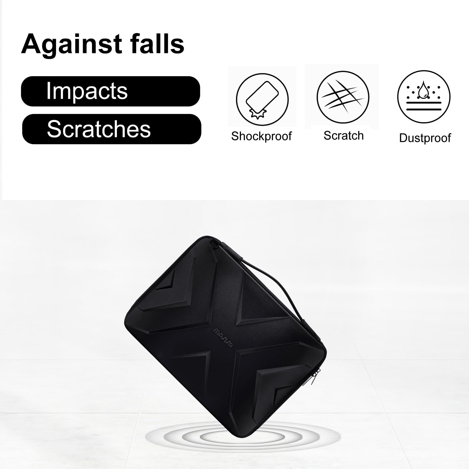 MOSISO 15.6-16 Inch Waterproof EVA Hard Shell Laptop Sleeve Shoulder Bag - Compatible with MacBook Pro/Air, HP, Dell, Lenovo, Asus Notebooks - Symmetric Geometric Design for Work, School & Travel (Black)