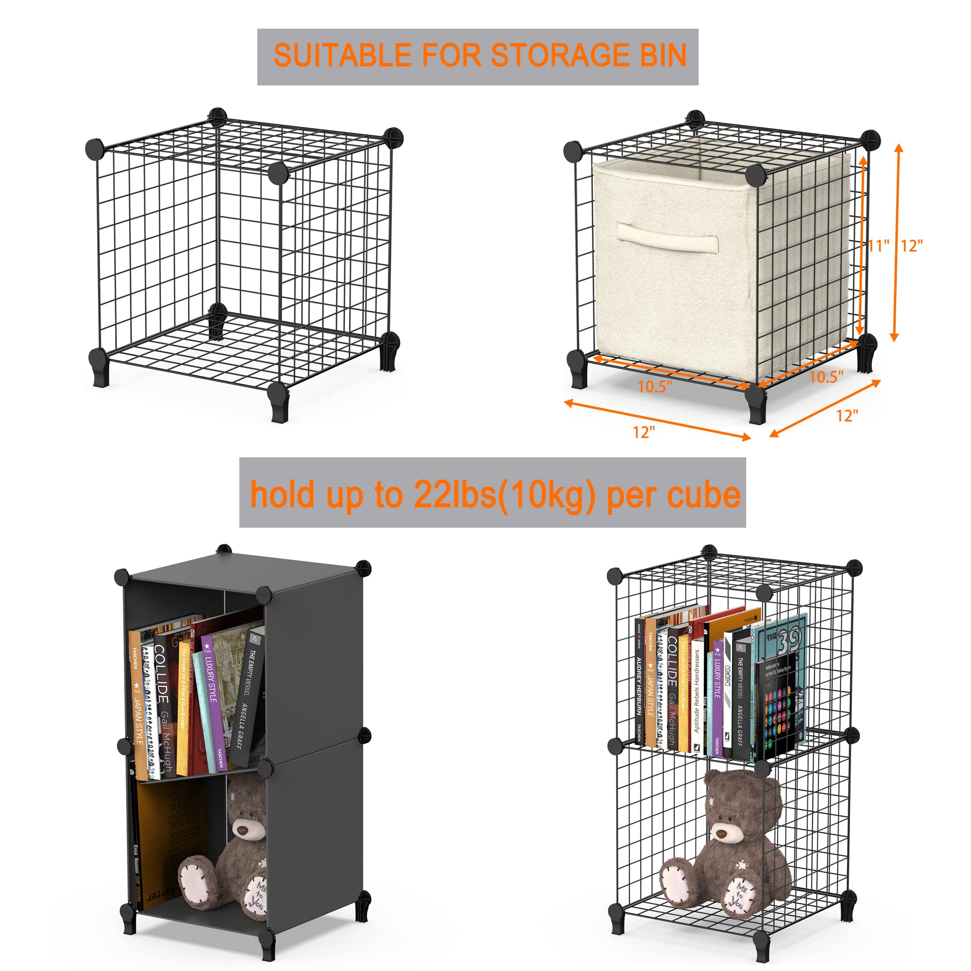 HOMIDEC 12-Pack Closet Organizers and Storage Cubes, DIY Wire Cube Shelves for Garment Racks, Wardrobe, Bedroom & Office Organization - Perfect for Clothes, Shoes, Toys and Home Storage Solutions