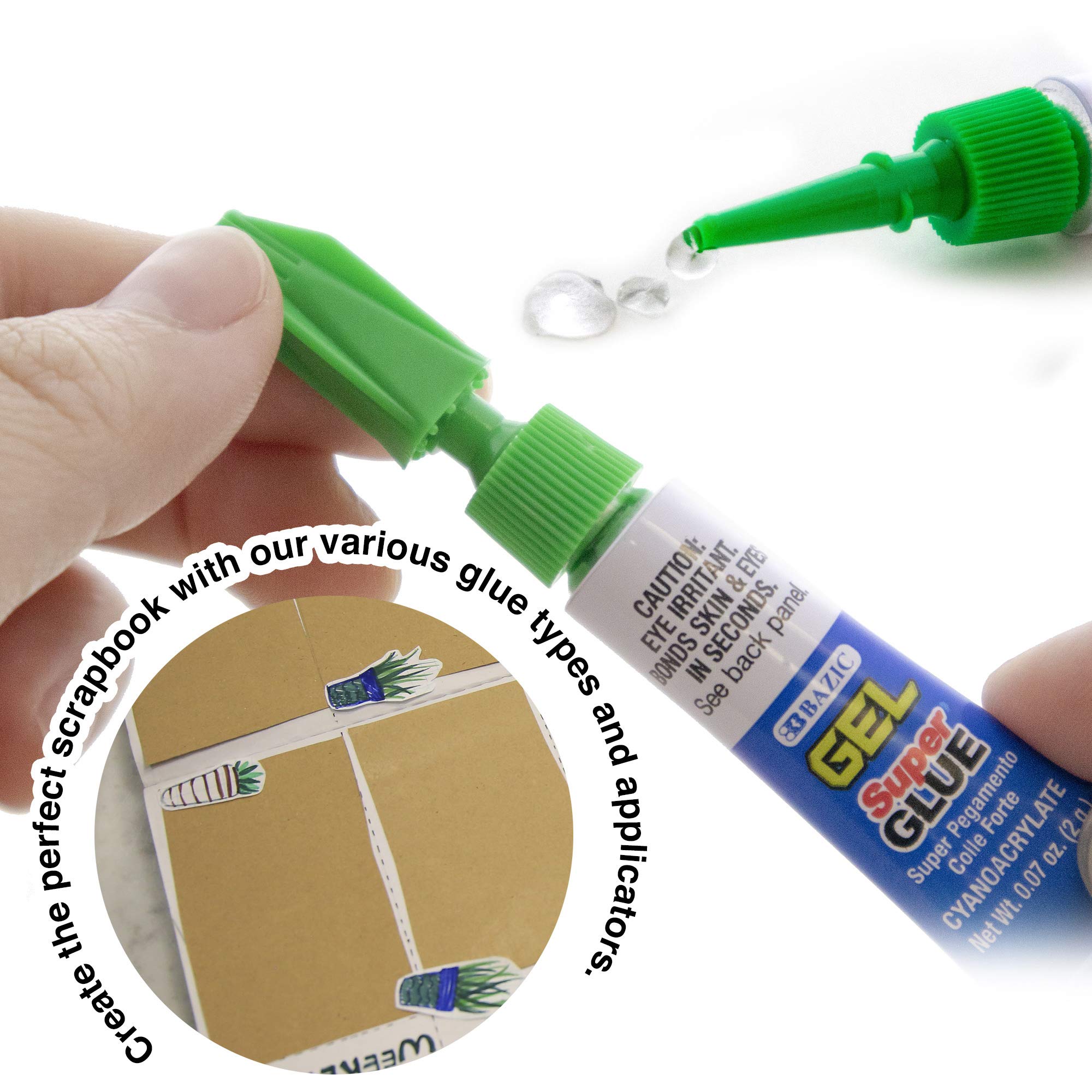 BAZIC Super Glue Gel 2g - Fast Dry No Run Adhesive for Home & Office (24-Pack) - Perfect for Crafts & Repairs
