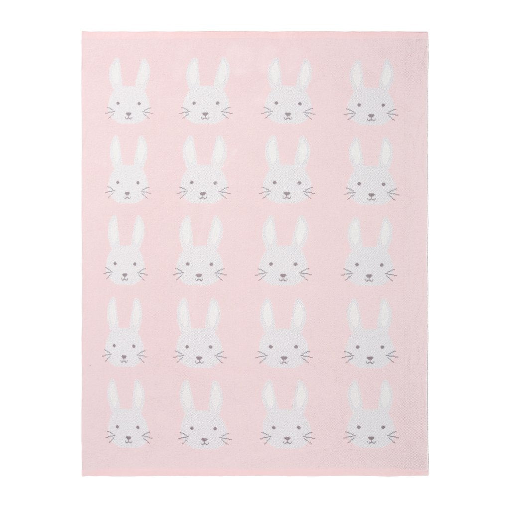 Cozy Pink Bunny Knit Blanket - Soft Fluffy Throw Blanket for Kids & Adults - Perfect for Nursery, Bedroom, Living Room & Gift Giving