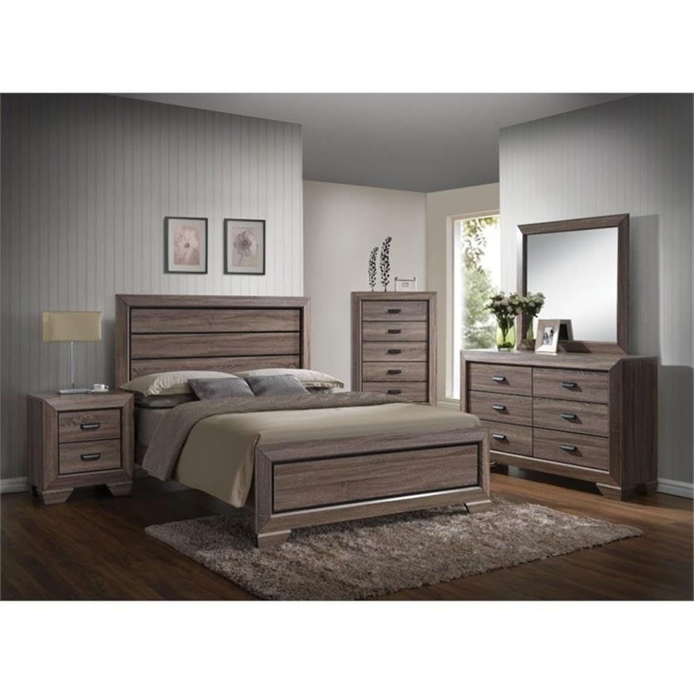 BOWERY HILL Modern Square 2-Drawer Nightstand in Weathered Gray Finish - Stylish Bedside Table for Bedroom, Living Room or Office Storage