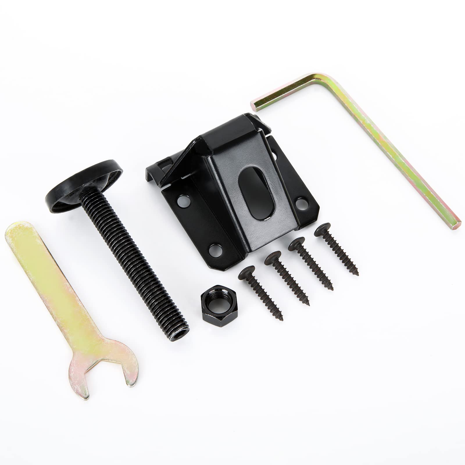 DAJAVE 4 Pack Heavy Duty Adjustable Leveling Feet with Screws, Lock Nuts & Wrench - Furniture Leg Levelers for Tables, Cabinets, Workbenches (Black) - Perfect for Uneven Floors & Home Office Setup
