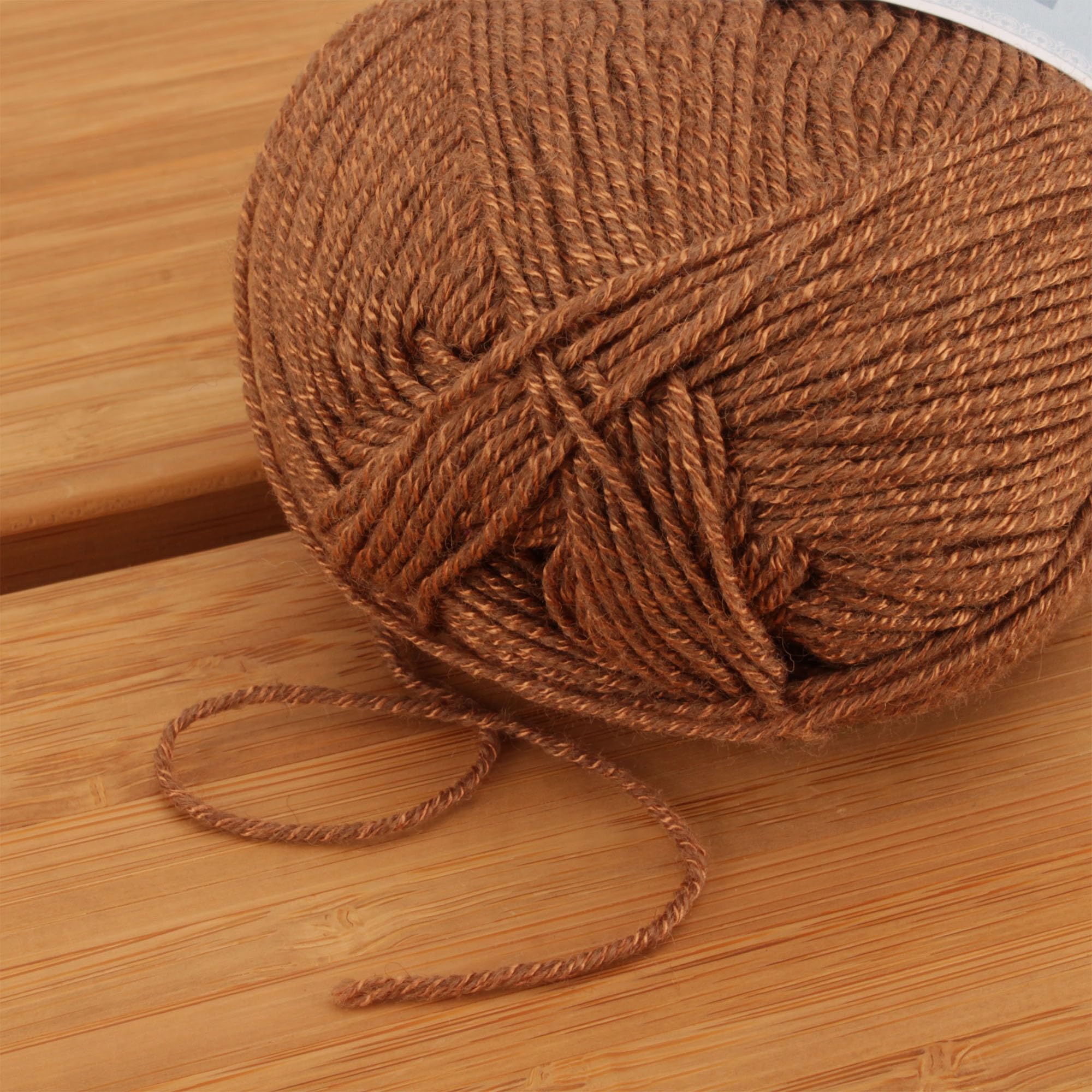 JubileeYarn Soft & Slim Baby Weight Yarn - Rayon Bamboo Wool Blend (50g/Skein) - Milk Chocolate (2 Skeins) - Perfect for Knitting Baby Clothes, Blankets & Crochet Projects