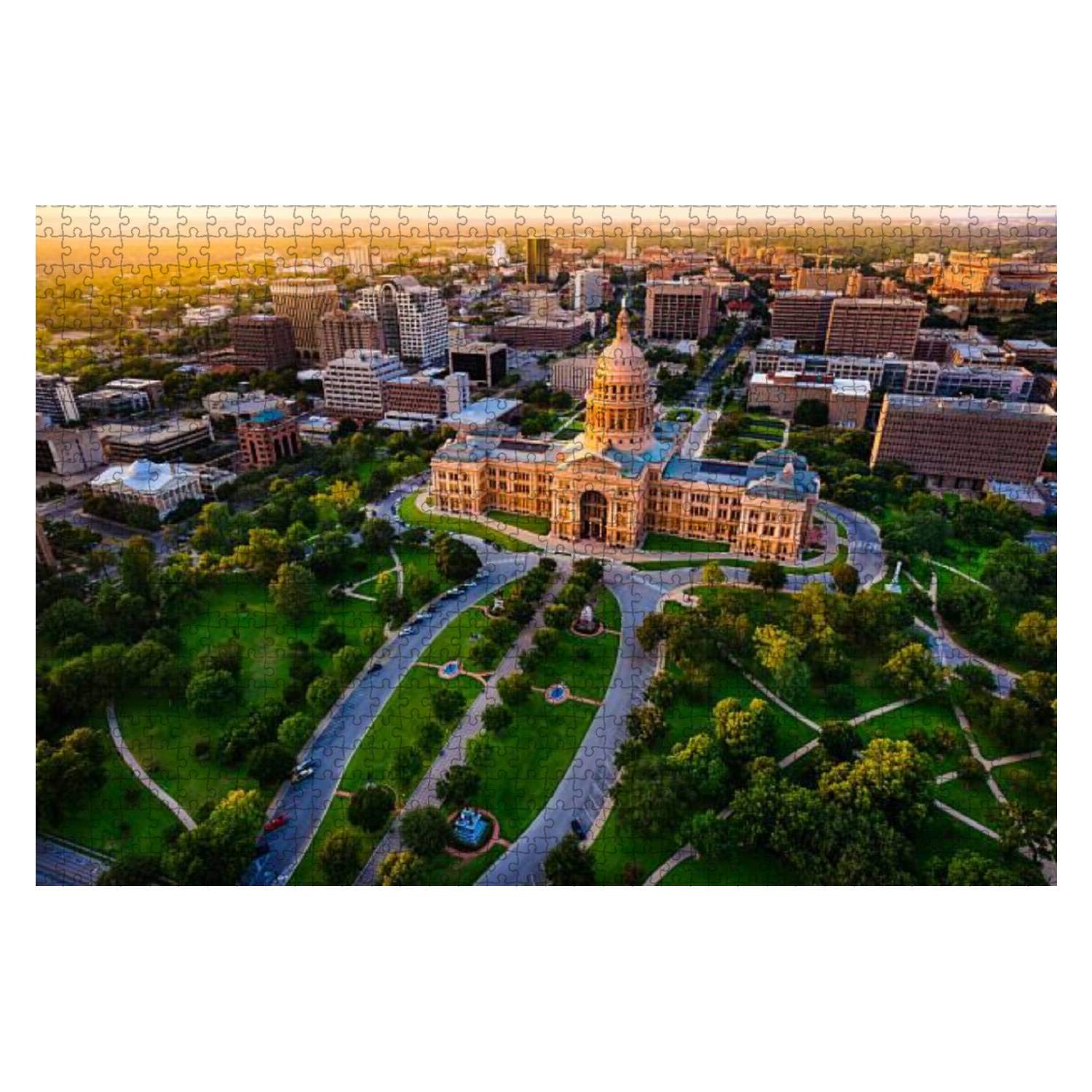 1000-Piece Wooden Jigsaw Puzzle - US Capitol Building & Austin Skyline Sunset View | Educational Toy for Kids & Adults | Stress Relief & Brain Training | Perfect for Family Game Night & Classroom Activities