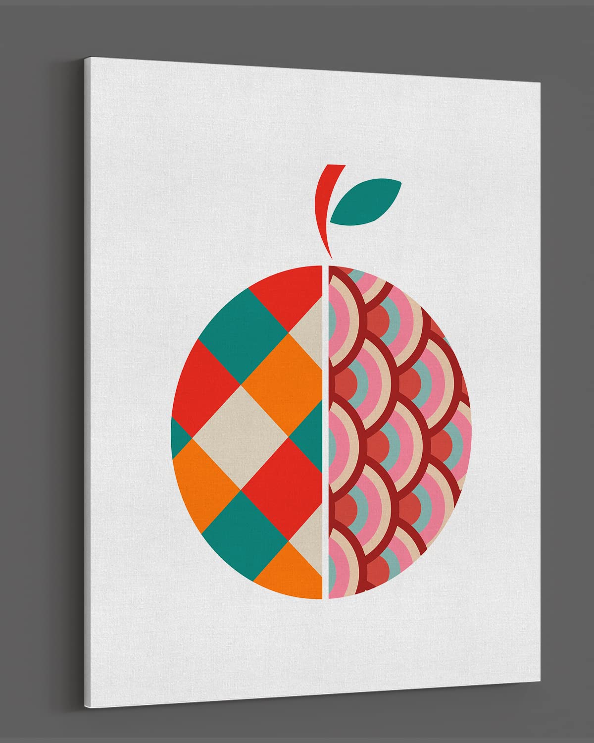 Govivo Geometric Orange Fruit Wall Art Canvas - Modern Kitchen Decor for Women, Ready to Hang 32x40 - Perfect for Food Prep Area, Dining Room & Chef Gifts