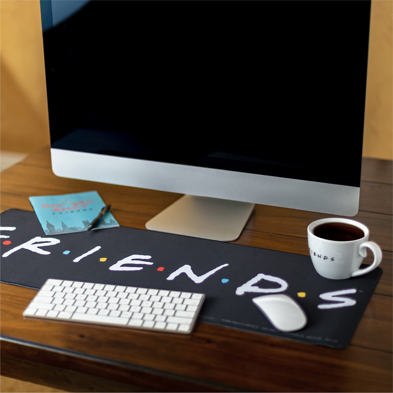 Paladone Friends TV Show Logo Desk Mat 40x80cm - Non-Slip Office Desk Blotter & Laptop Mat for Work & Home - White Large Mouse Pad - Perfect for Office Setup, Gaming & Study (PP8827FR)