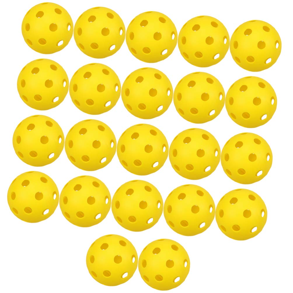 Jojofuny 22Pcs Plastic Practice Golf Balls - Hollow Sports Training Balls for Golf, Baseball & Pickleball | Indoor & Outdoor Court Use | Bright Yellow for High Visibility