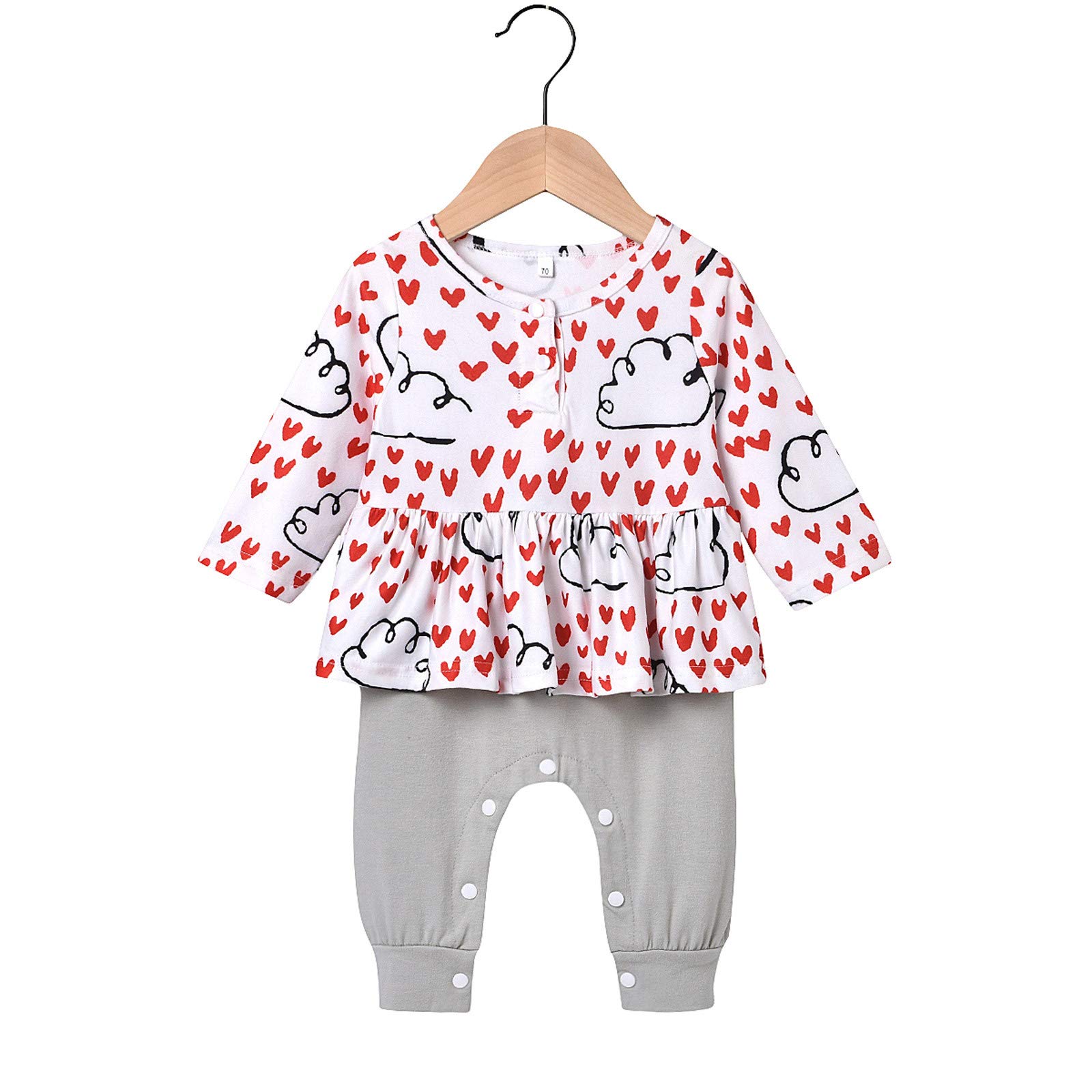 Valentine's Day Baby Girl Romper - Cute Cloud Print Jumpsuit for Newborns & Infants | Soft & Comfortable Outfit for Holidays, Photos & Special Occasions