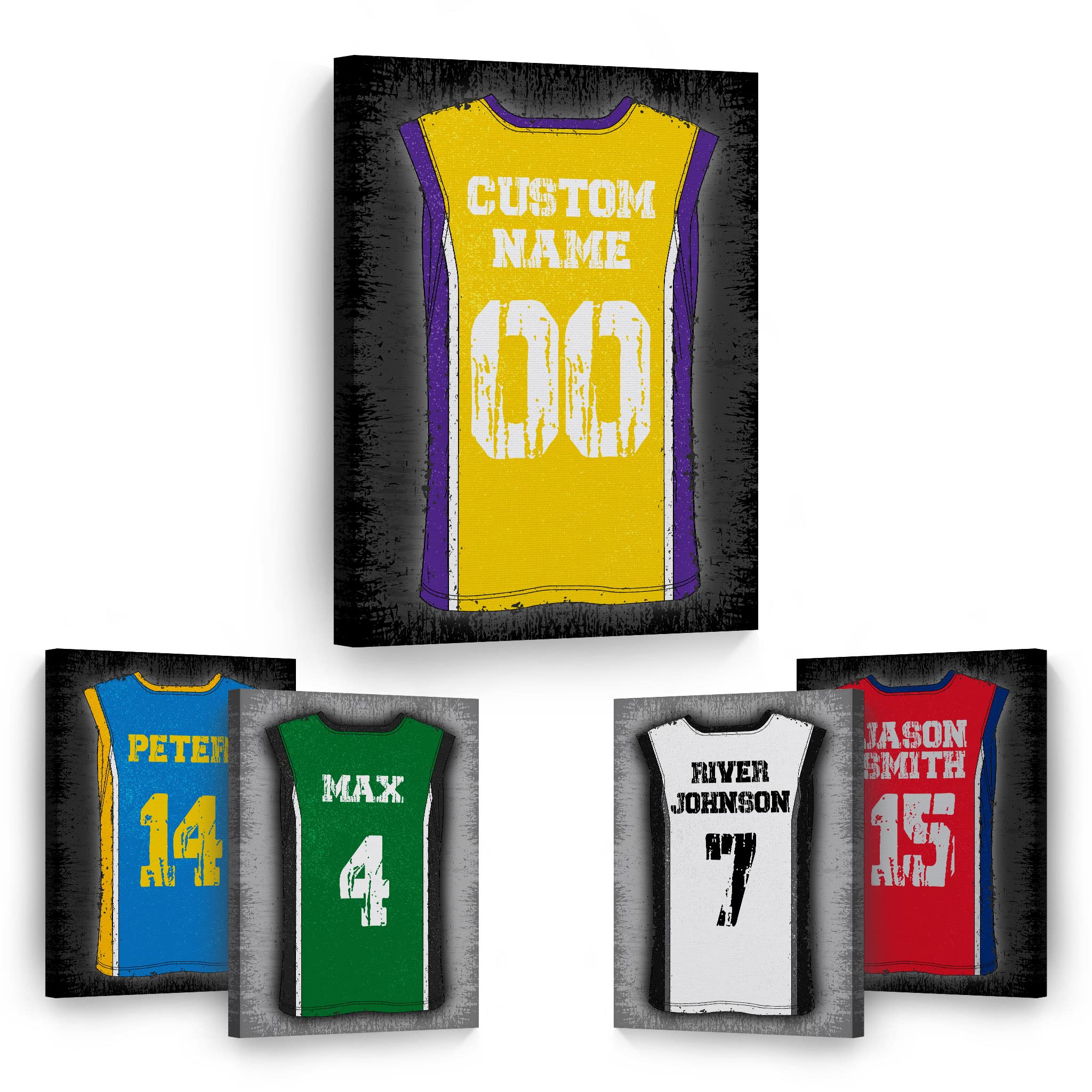 Custom Basketball Jersey Canvas Wall Art Print - Personalized Name, Player Number & Color - Sports Fan Gift - Office & Home Decor - Valentine's Day Gift for Him - 36x24 Inches - Perfect for Man Cave, Game Room & Sports Themed Decor
