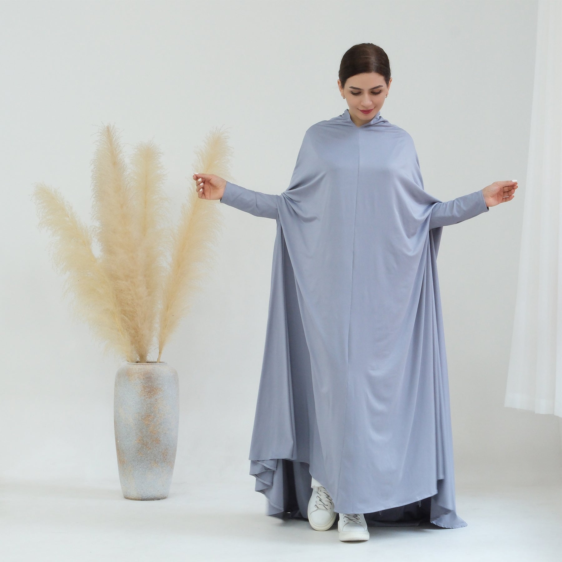 Awra Cape Hijab Combo - Light Gray Modest Muslim Scarf Set for Women | Perfect for Prayer, Daily Wear & Special Occasions
