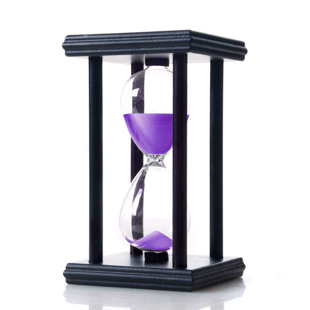 Bellaware 30 Minute Hourglass Sand Timer - Decorative Wooden Purple Sand Clock for Kitchen, Classroom, Office & Meditation | Vintage Home Decor & Productivity Tool