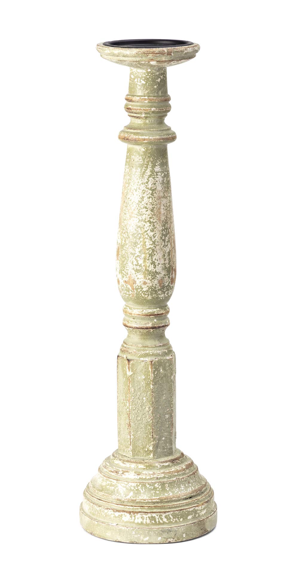 IMAX 5544-5 Set of 5 Mango Wood & Iron Distressed Candle Holders - 3 Inch Pillar Candle Stands - Rustic Home Decor for Dining Table, Wedding Centerpiece & Farmhouse Decor