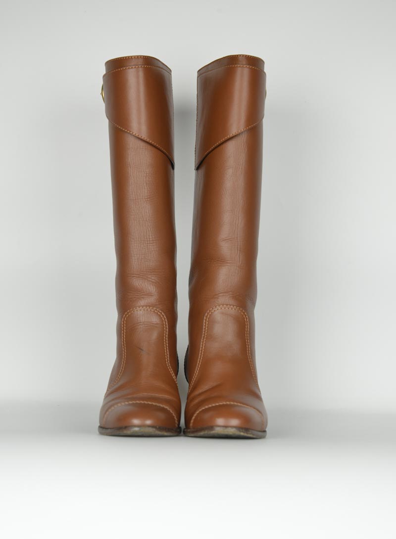 Chanel Cognac Leather Boots Size 36 - Luxury Women's Fashion Boots for Fall & Winter Outfits