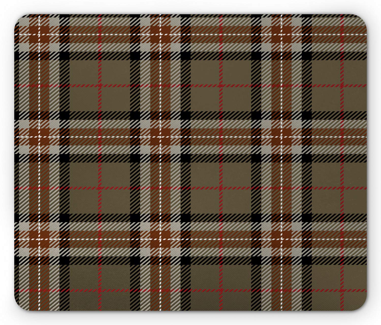 Ambesonne Checkered Mouse Pad - Scottish Tartan Geometric Pattern Non-Slip Rubber Mousepad (Standard Size, Charcoal Grey & Pale Brown) | Perfect for Office, Gaming & Home Computer Setup
