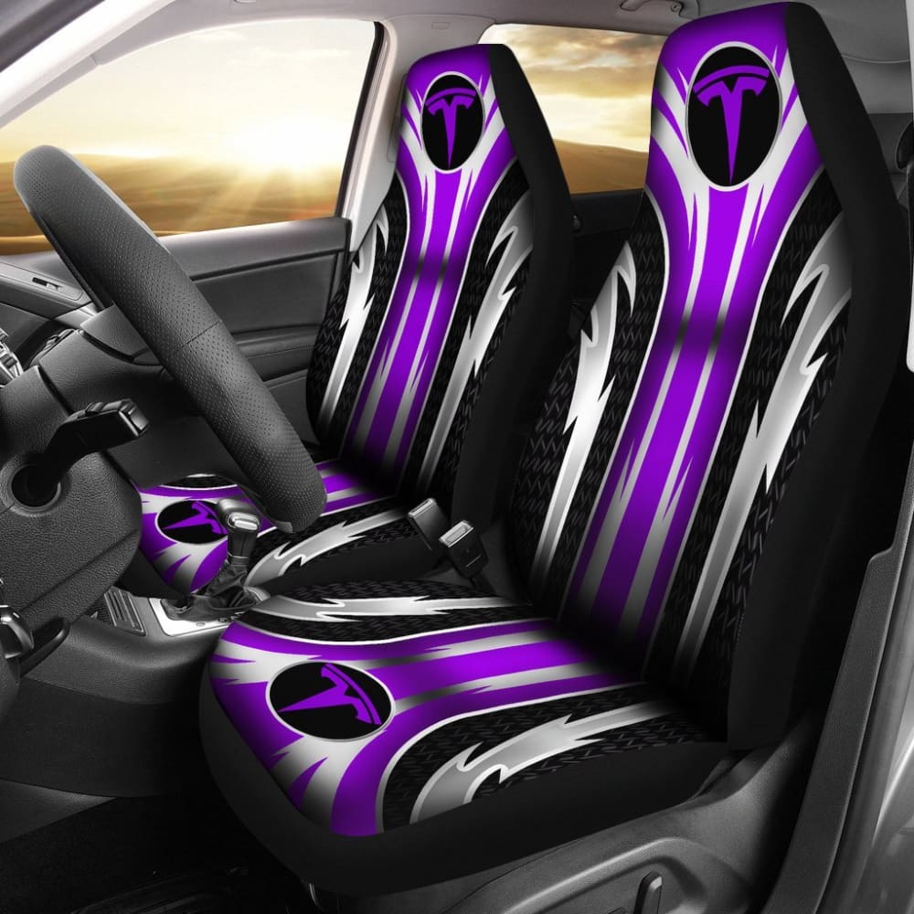 Premium 2-Piece Front Tesla Seat Covers - Soft Purple (Model 144627) | Waterproof & Anti-Slip Protection for Model 3/Y/S/X | Perfect for Road Trips, Daily Commutes & Pet Protection