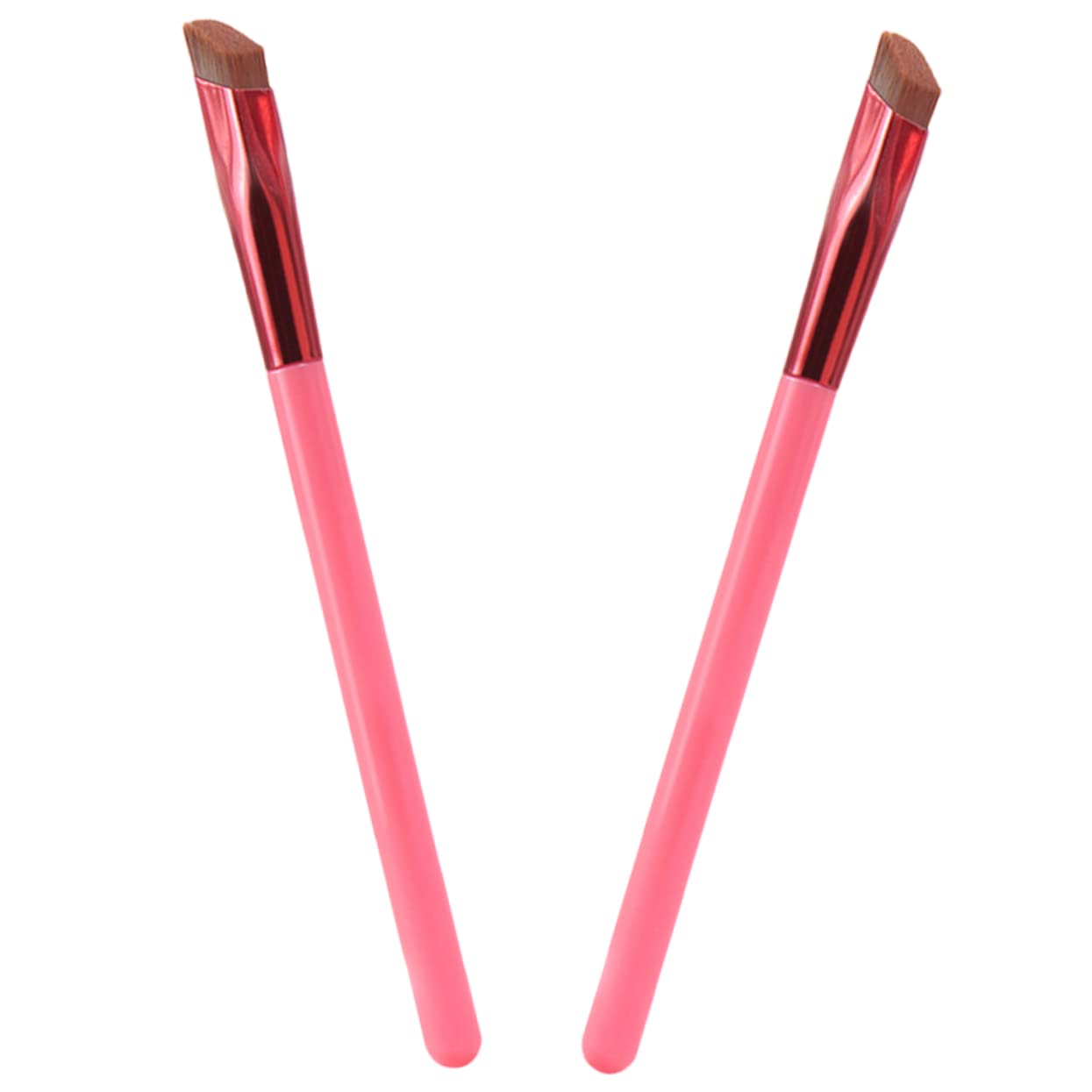 minkissy 2-Piece Angled Eyebrow Brush Set with Eyelash Brush & Lip Scrubber - Professional Eyebrow Threading Kit & Makeup Tools for Women (Aluminum Tube) - Perfect for Eyebrow Shaping, Eyelash Care & Lip Exfoliation