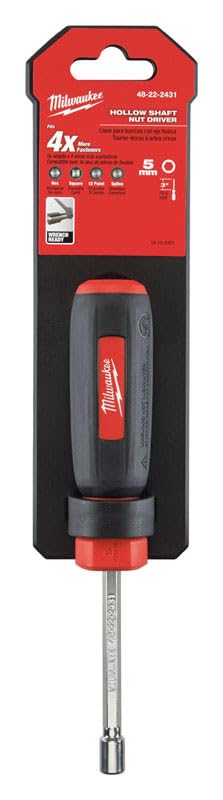Milwaukee 48-22-2431 5mm Nut Driver - Magnetic Hex Bit Socket for Precision Fastening | Ideal for Electrical Work, DIY Projects & Automotive Repairs