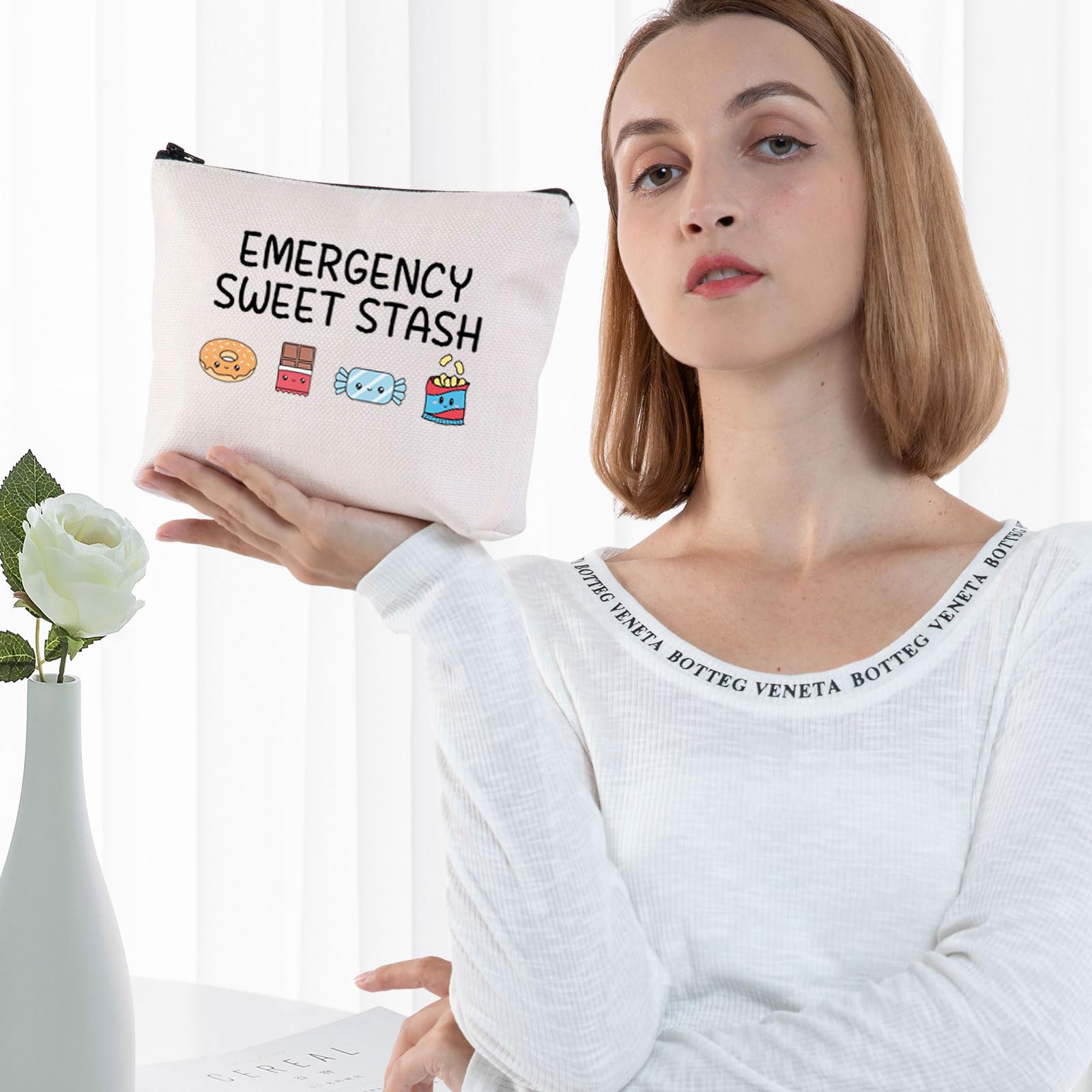 Funny Snacks Makeup Bag - Cute Snack Lover Gift for Travel, Emergency Sweet Stash Pouch - Perfect for School, Office & Cosmetics Storage