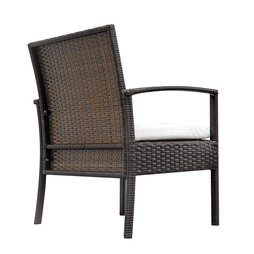 4-Piece All-Weather Outdoor Patio Rattan Furniture Set with 1 Double Seat, 2 Single Chairs & 1 Tempered Glass Coffee Table - Perfect for Garden, Backyard, Poolside or Balcony Relaxation