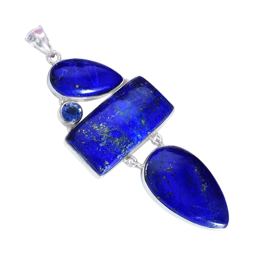 Lapis Lazuli & Kyanite Gemstone 925 Sterling Silver Pendant - Handmade Jewelry for Women, Birthday Gift, Spiritual Healing & Energy Balancing | Perfect for Meditation, Yoga & Everyday Elegance