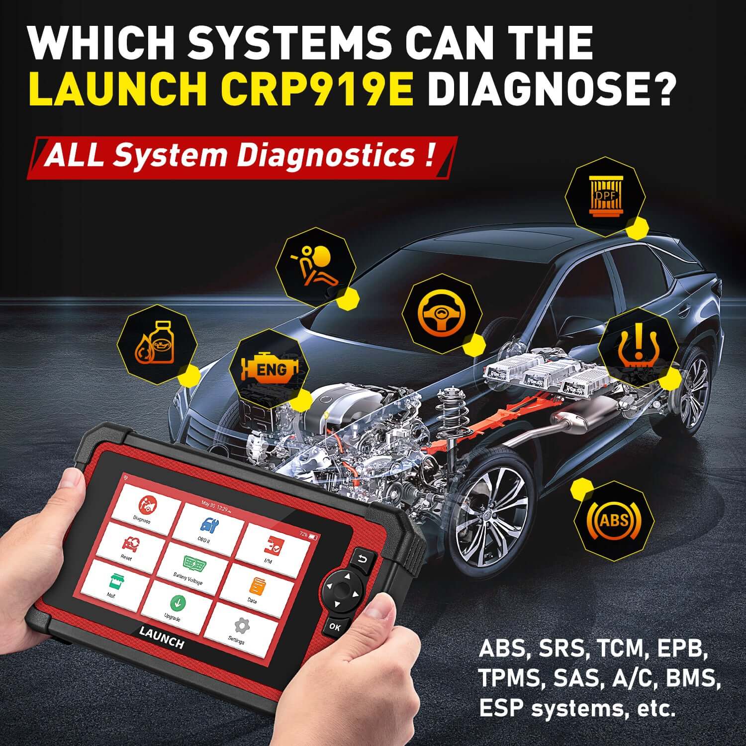 LAUNCH CRP919E CAN FD OBD2 Scanner - Bidirectional Control, ECU Coding & Full System Diagnostics | Professional Automotive Tool for Mechanics & DIY Car Repair