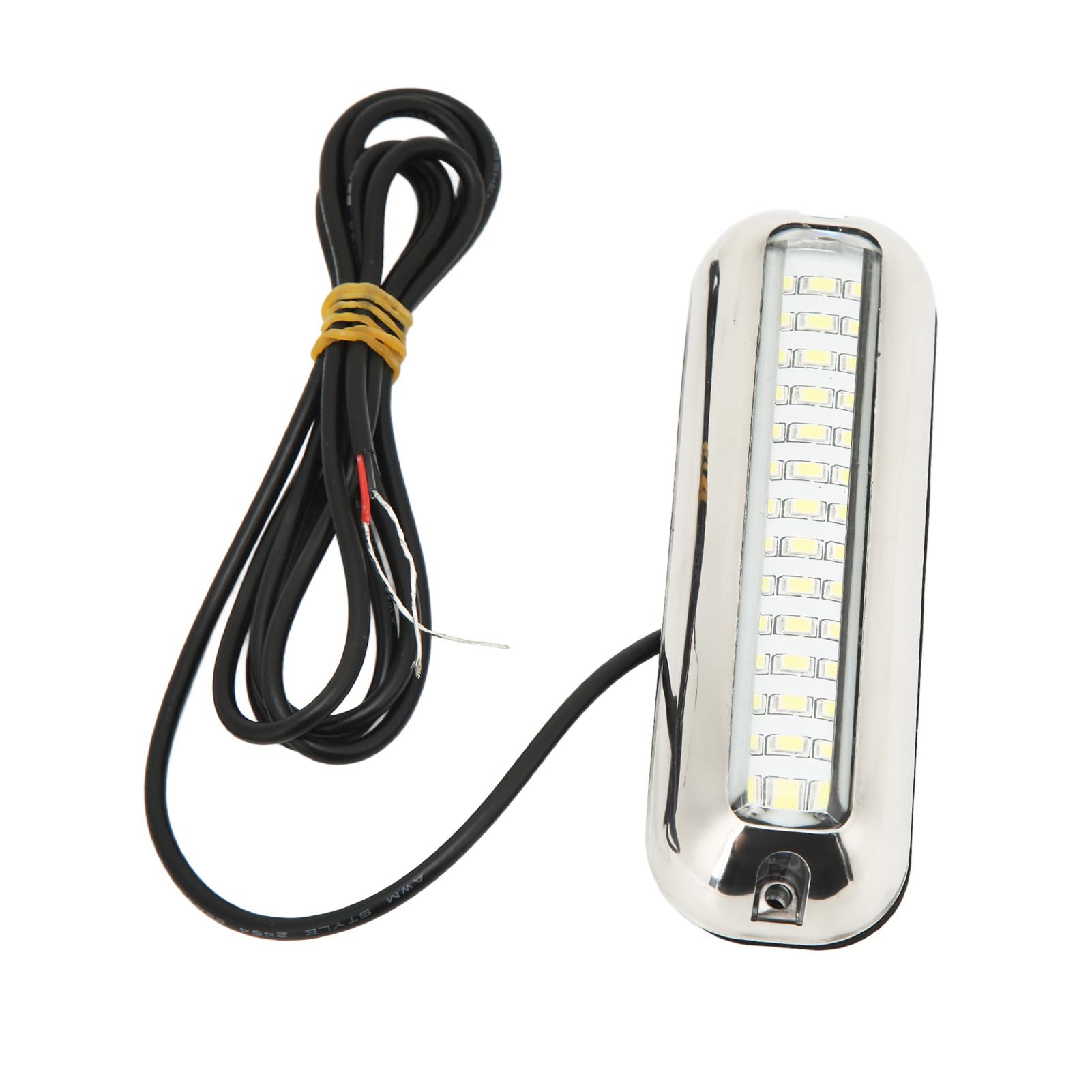Qiilu Marine LED Lights - 42 LEDs Stainless Steel Underwater Boat Light, 10-30V DC Drain Plug Light for Yachts & Boats (White Light) - Perfect for Night Fishing, Underwater Illumination, and Dock Lighting
