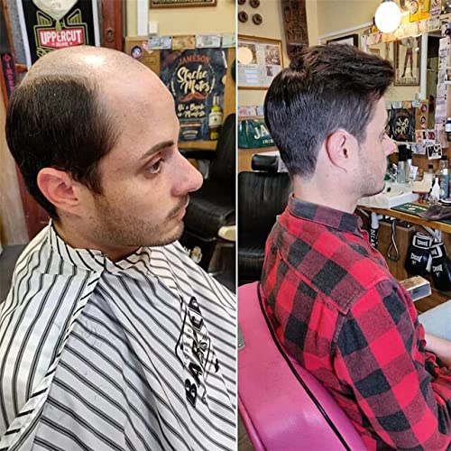 YANAHAIR Men's Toupee - Real Human Hair Replacement System with Fine French Lace - Customizable Natural-Looking Hairpiece (8x10, Wavy, #1B20 20% Human Hair) - Perfect for Daily Wear, Special Occasions & Hair Loss Solutions
