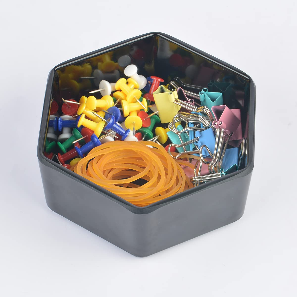 2-Pack White Resin Paper Clip & Binder Clip Dispenser - Desk Organizer for Push Pins, Paper Clamps - Perfect for Home Office, School & Work Desk Accessories | Keep Your Workspace Neat & Organized