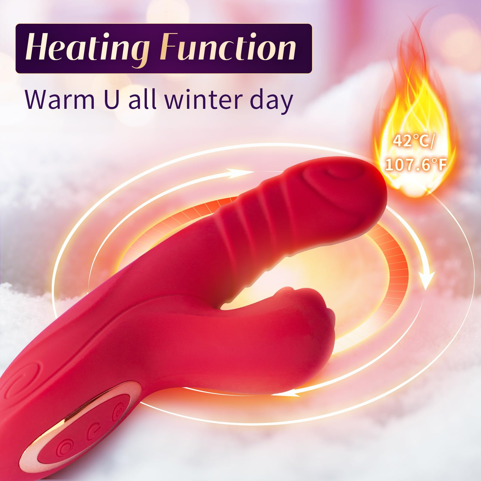 Premium 4-in-1 Thrusting Dildo with Heating Function - 7 Thrusting, 5 Tapping & 10 Vibrating Modes for G-Spot & Clitoral Stimulation | Rose-Shaped Adult Sex Toy for Women | Perfect for Solo Play, Couples & Spicing Up Your Intimate Moments