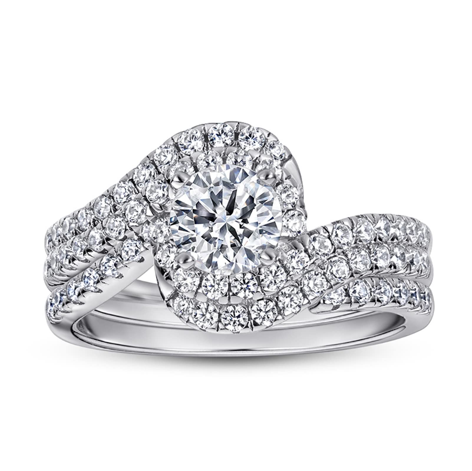 Elegant Sterling Silver & White Gold Twisted Wedding Ring for Women with Zirconia - Perfect for Engagement, Anniversary, and Bridal Jewelry Gifts