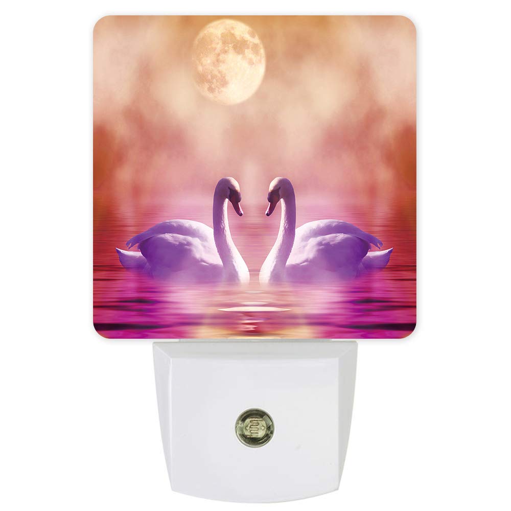 Decorative LED Night Lights for Kids - Swan Love Animal Design Plug-in Wall Lamp with Dusk-to-Dawn Sensor | Perfect for Nursery, Bedroom, Bathroom, Hallway & Staircase Lighting