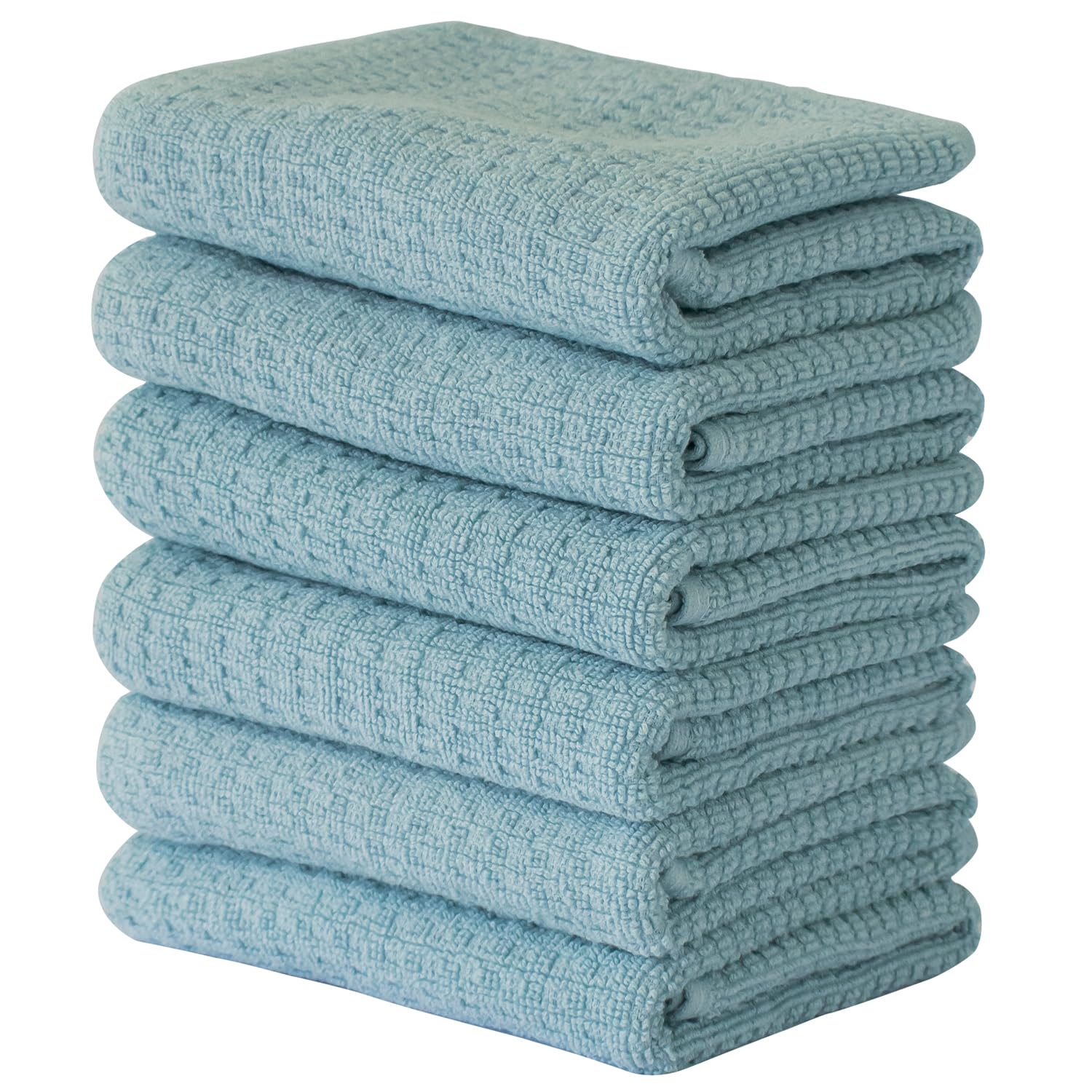 Premium 6-Pack Super Soft & Absorbent Kitchen Towels - 15x26 Inches, 400 GSM 100% Ring Spun Cotton Aqua Dish Towels for Cooking, Cleaning & Bar Use - Tea Towels, Hand Towels & Dish Drying Towels