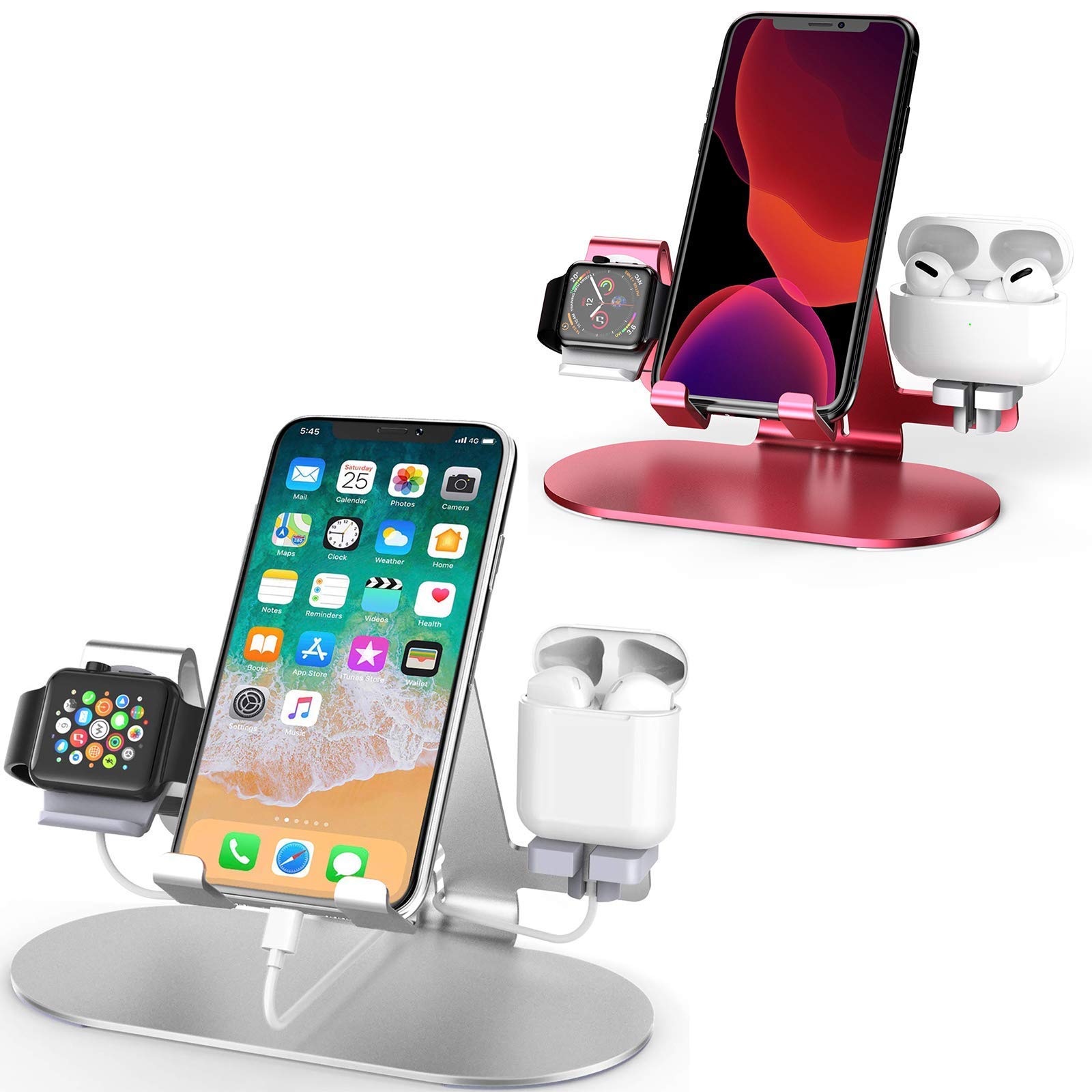 3-in-1 Wireless Charging Station for Apple Watch Series SE/5/4/3/2/1, iPhone 12/11/XS/X/8/7, AirPods Pro & iPad - Fast Charging Stand with Nightstand Mode for Bedroom, Office & Travel