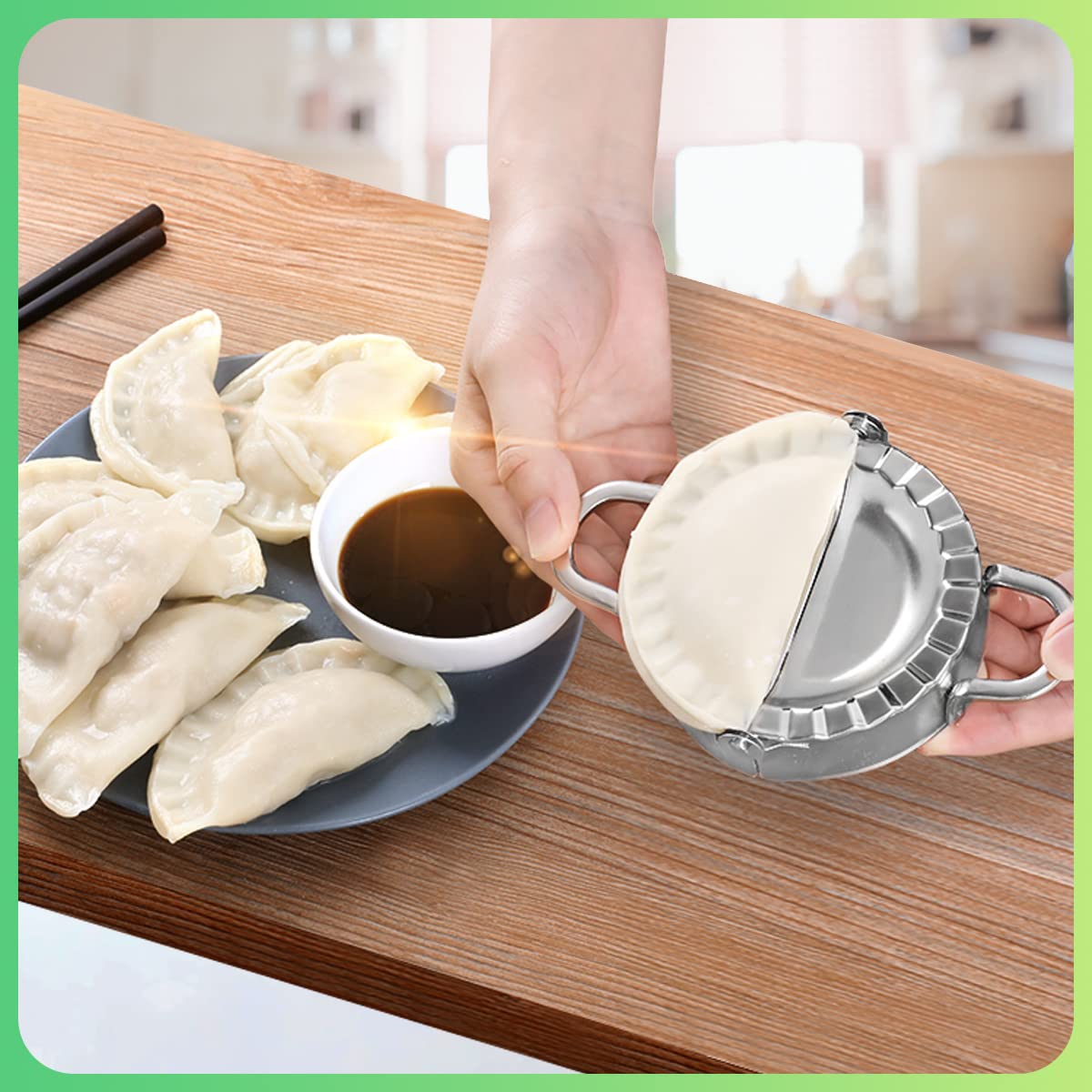 DOXILA Stainless Steel Dumpling Maker Machine - 3.8 Inch Pie Pastry Dough Press for Ravioli, Empanadas & Dumplings | Kitchen Cooking Tool for Homemade Asian & Latin Cuisine | Perfect for Family Cooking & Meal Prep