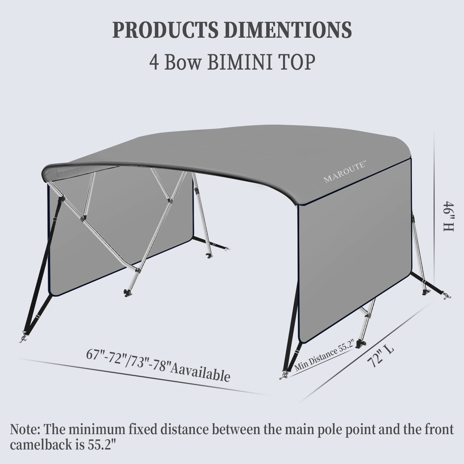 GARVEE 4 Bow Bimini Top Boat Cover - 1