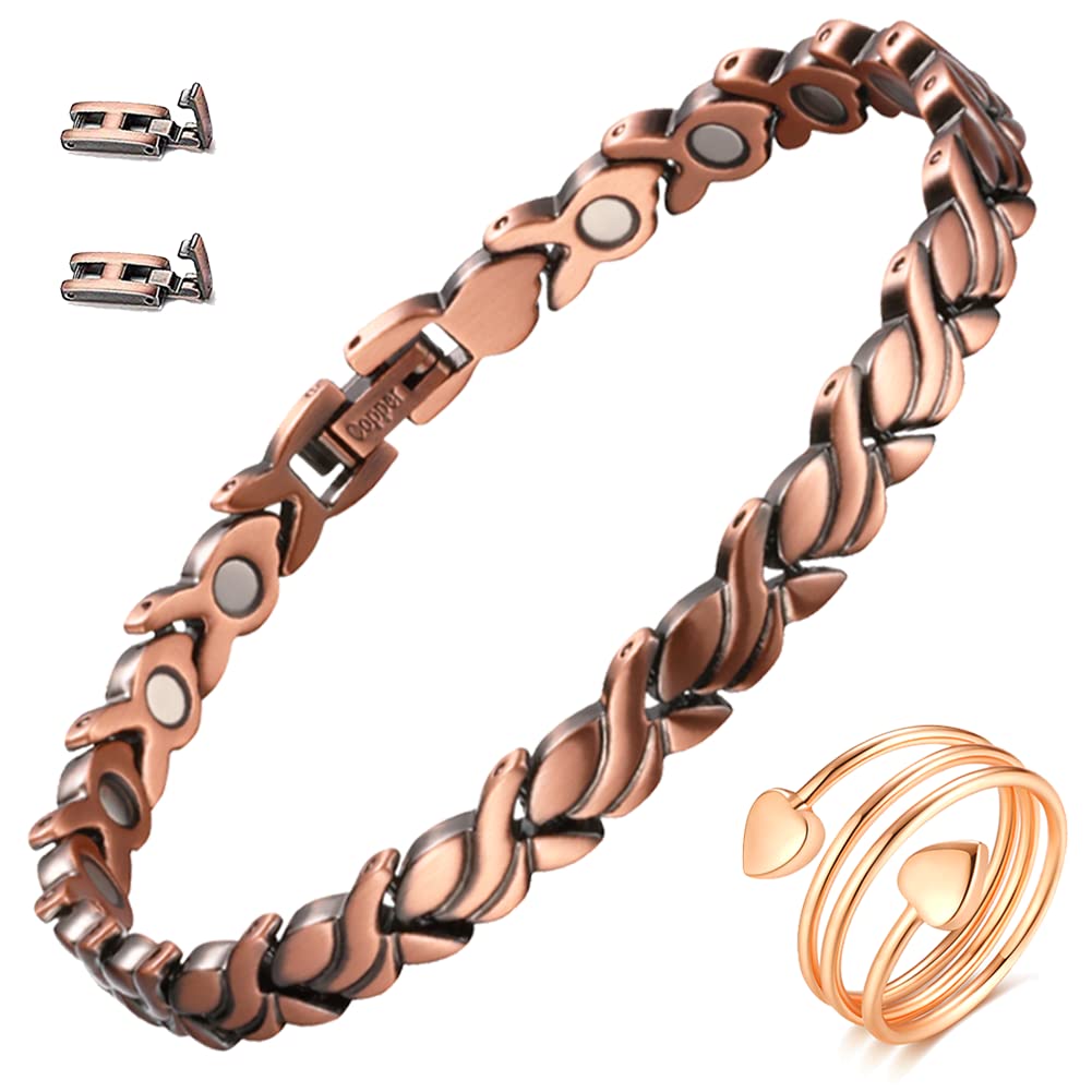 Magnetic Copper Bracelet for Women - Adjustable Pure Copper Therapy Bracelet with Tool for Pain Relief & Improved Circulation | Perfect for Arthritis, Joint Pain & Wellness Gifts
