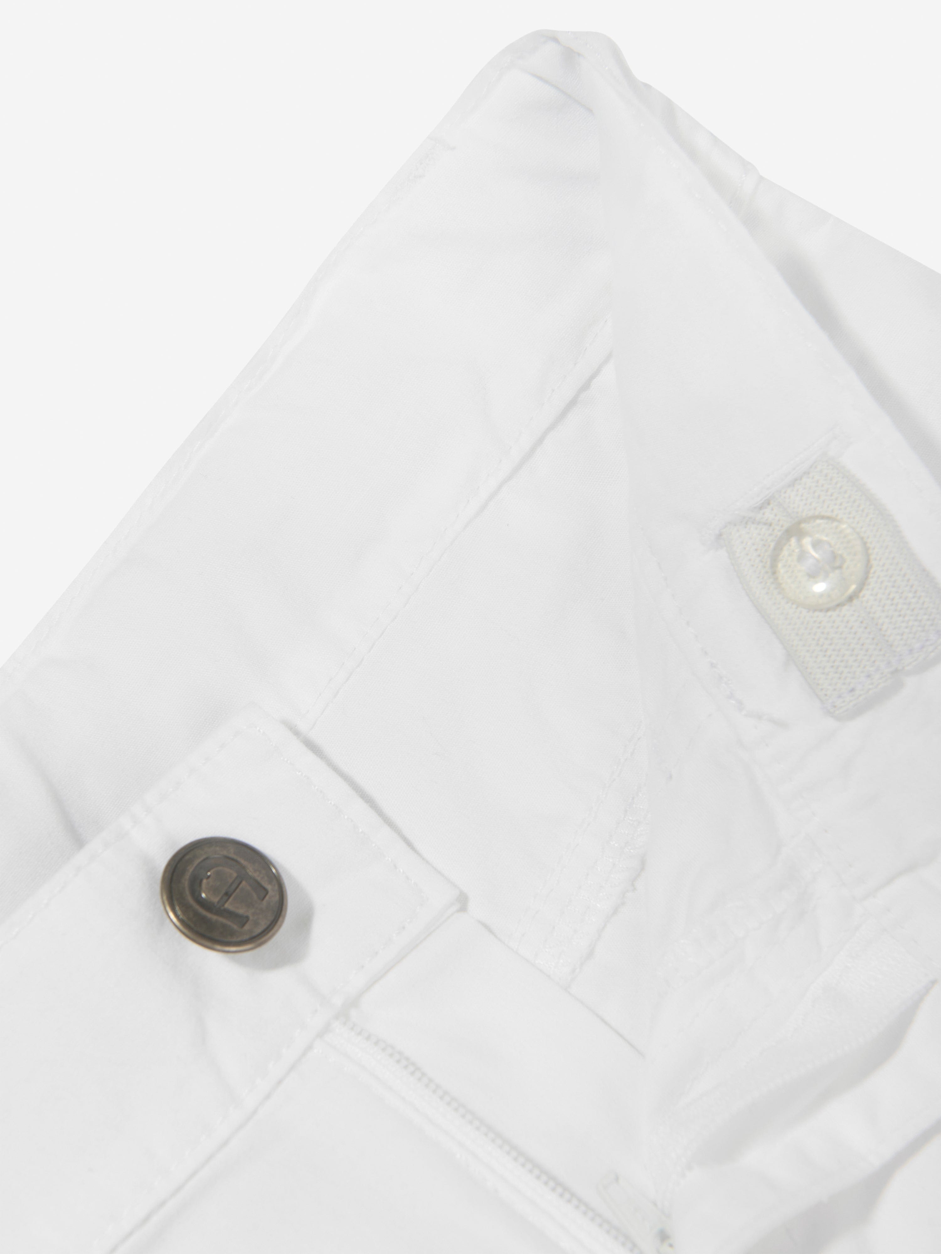 Aigner Boys Logo Badge Poplin Shorts - White Cotton Casual Summer Shorts for Kids | Perfect for Playtime, School & Outdoor Activities