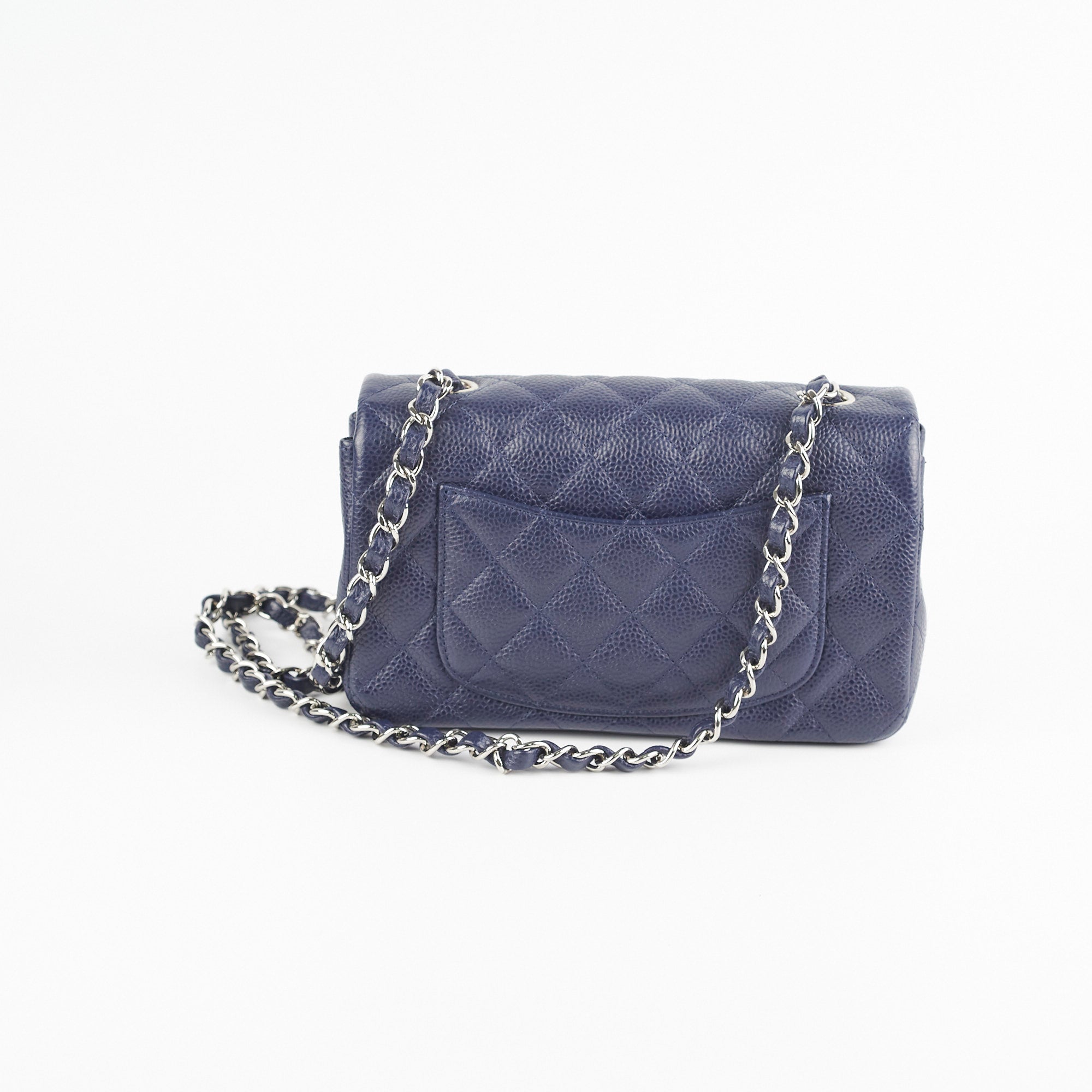Chanel Mini Rectangular Flap Bag in Navy Blue Caviar Leather - Perfect for Evening Events & Luxury Fashion Accessories