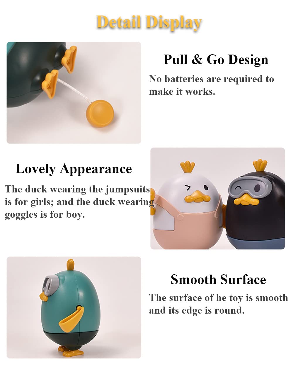 2PCS Wind-Up Duck Bath Toys for Kids - Pull & Go Swimming Duckling Bathtub Toy with Jumpsuit & Goggles, Fun Water Play Toy for Boys & Girls (Blue+Pink) - Perfect for Bathtime, Pool Parties & Outdoor Water Activities
