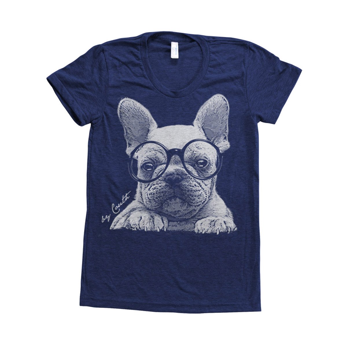Couthclothing Women's French Bulldog Graphic Junior Tri-Blend Track Shirt - Soft Vintage Style Tee for Casual Wear, Gym & Street Fashion