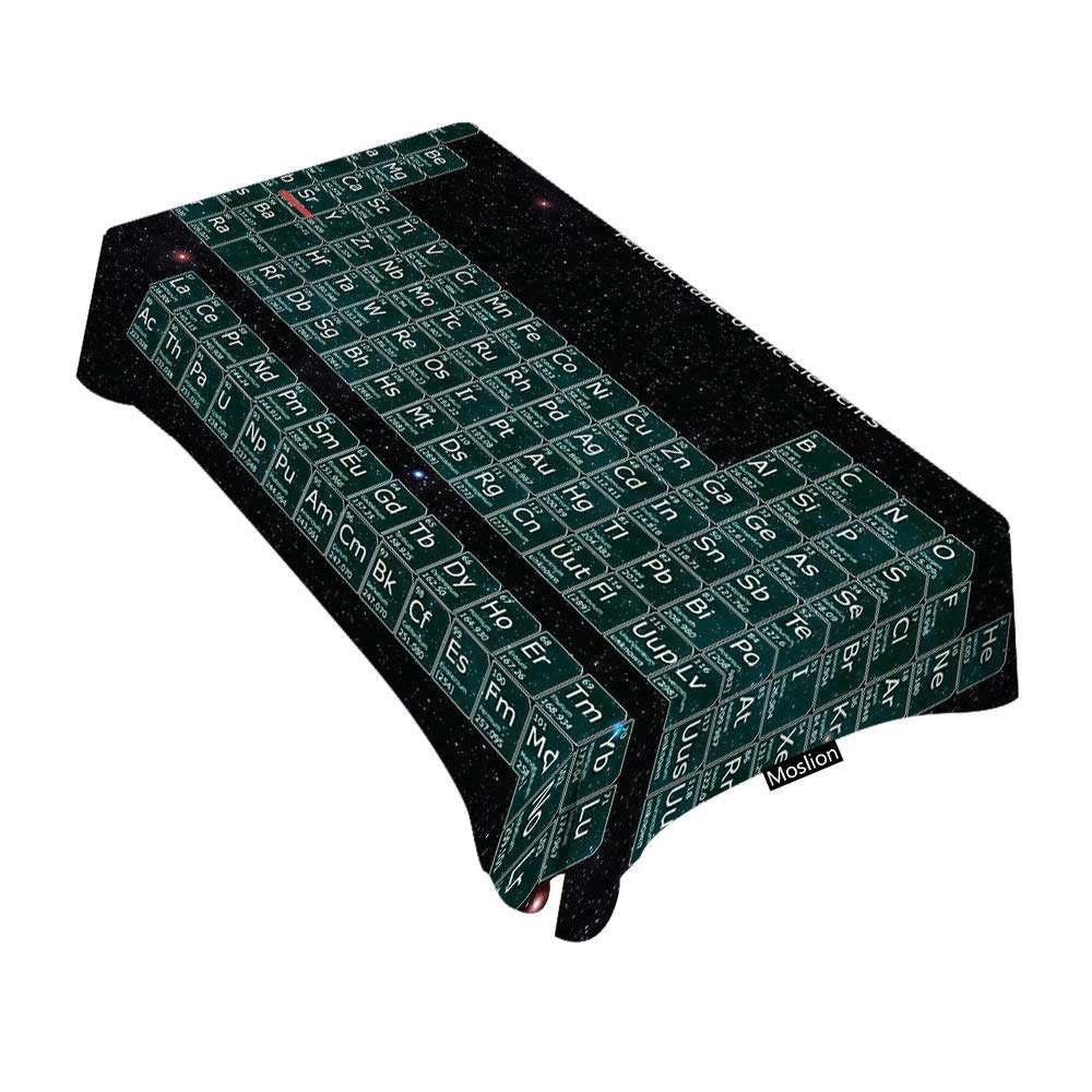 Moslion Black Periodic Table Tablecloth - 60x104 Inch Decorative Rectangle Table Cover for Dining, BBQ, Picnic & Coffee Tables | Science-Themed Party Decor, Chemistry Classroom Accessory