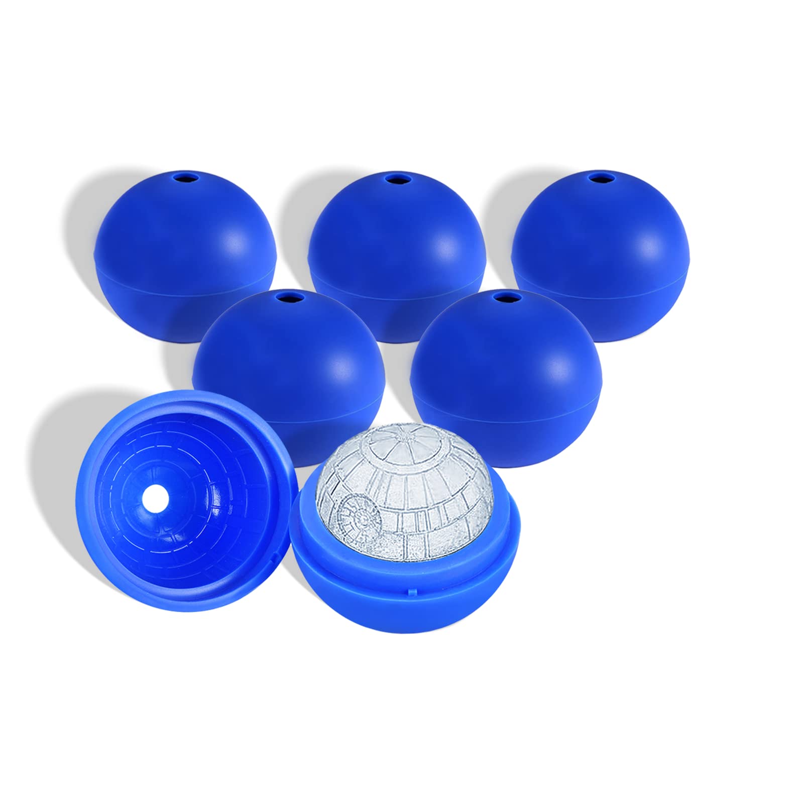 Death Star Ice Cube Mold - 6 Pack Large Silicone Ice Ball Maker for Whiskey, Bourbon & Cocktails | Reusable Chocolate & Candy Mold | Perfect for Star Wars Fans & Home Bartenders (Party, Gifts, DIY Desserts)