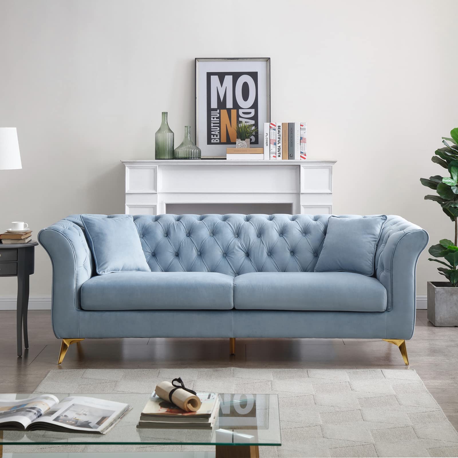 GYZAD Modern Velvet Chesterfield Sofa - 89