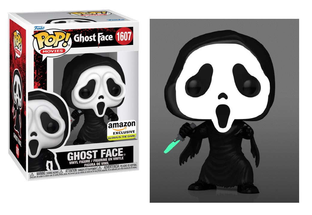 Funko Pop! Ghost Face Glow in The Dark Exclusive - Amazon Limited Edition Horror Movie Collectible for Halloween & Scary Movie Nights